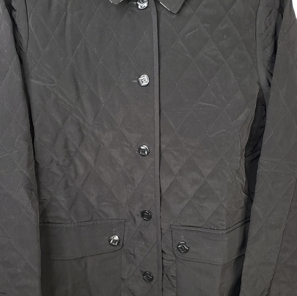 Susan Graver Black Lightweight Quilt Stitch Button Up Water Resistant Coat Sz M. - Picture 3 of 12